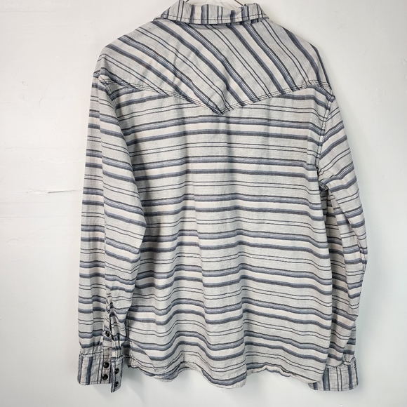 MOONSHINE SPIRIT Striped Western Pearl Snap Shirt Blue White Men’s Large - Picture 4 of 8